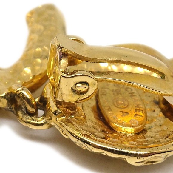 Chanel CC Dangle Earrings Clip-On Gold 95A 151189 - Picture 5 of 6